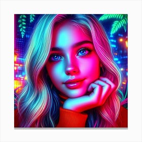 Neon Girl Art 1 Canvas Print