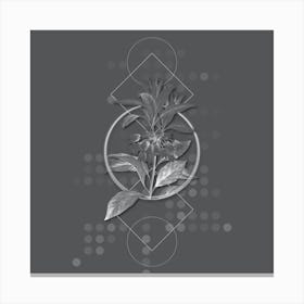 Vintage Chinese New Year Flower Botanical with Line Motif and Dot Pattern in Ghost Gray n.0188 Canvas Print