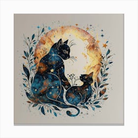 Cat And Moon 2 Canvas Print