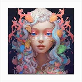 Girl With Colorful Hair Canvas Print