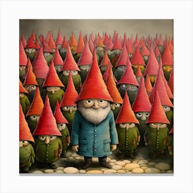 Silly Garden: The bright colored gnome army Canvas Print