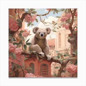 Koala Pink Jungle Animal Portrait Canvas Print