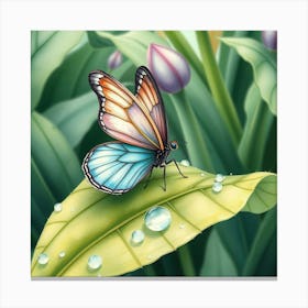 Butterfly On A Leaf Canvas Print