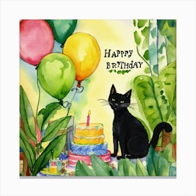 Happy Birthday Cat 1 Canvas Print