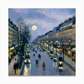 Boulevard Montmartre At Night, Camille Pissarro 4 Canvas Print