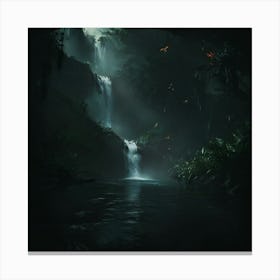 Waterfall In The Dark Canvas Print