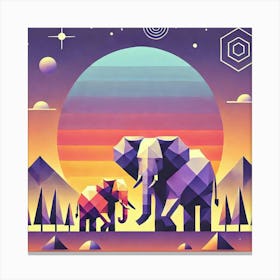 Tusker Twilight Elephants Canvas Print