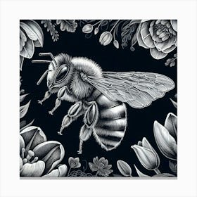 Bee And Flowers 8 Canvas Print