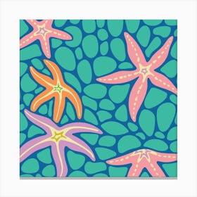 SEA STARS Coastal Beach Ocean Starfish in Bright Summer Colours Canvas Print