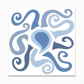 Octopus in tones of ocean blue - abstract octopus from an original painting Canvas Print