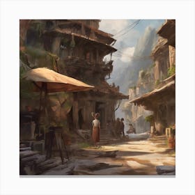 Village In The Mountains Canvas Print