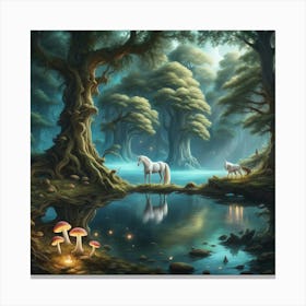 Unicorns In The Forest 1 Canvas Print