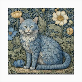 Blue Cat william morris art Style Canvas Print