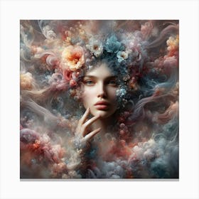 Girl With Flowers In Her Hair 1 Canvas Print