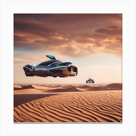 Futuristic Car In The Desert 1 Canvas Print