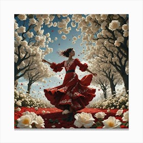 Flamenco Girl In Red Canvas Print