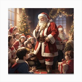 Santa Claus With Children Canvas Print
