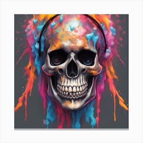 Skull With Headphones 1 Canvas Print