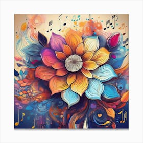 Music Notes Flower 1 Canvas Print