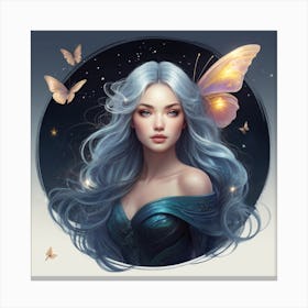 Fairy Girl With Butterfly Wings Canvas Print