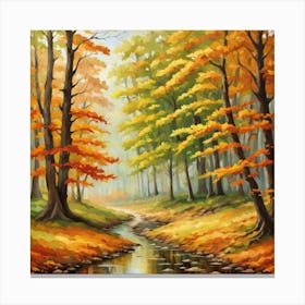 Forest In Autumn In Minimalist Style Square Composition 320 Canvas Print