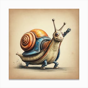 Snail With A Gun Canvas Print