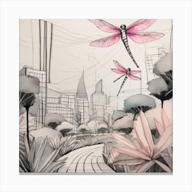 Dragonflies In The City Canvas Print