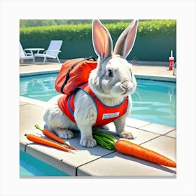 Rabbit At The Pool 1 Canvas Print