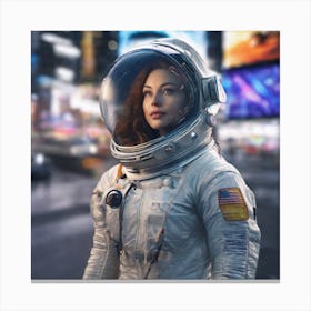 Space Woman In Spacesuit Canvas Print