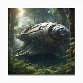 782609 Crashed Spaceship In A Dense Forest, Surrounded By Xl 1024 V1 0 Canvas Print