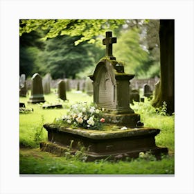 Remembrance Vintage Tomb Landmark Beautiful Plant Headstone Culture Old Architecture Rest (6) Canvas Print