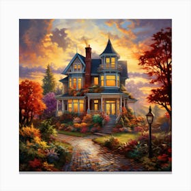 Victorian House At Sunset Canvas Print