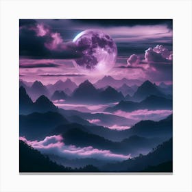 Full Moon Over Mountains Canvas Print