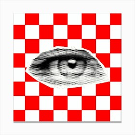 Checkerboard Eye Red Canvas Print