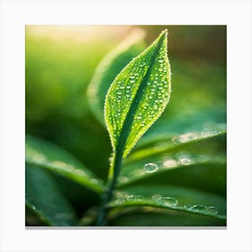 A Picture Of A Green Plant With Dewdrops On It (2) (1) Canvas Print