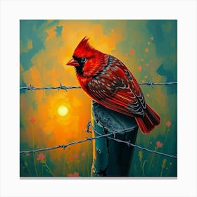 Cardinal At Sunset Canvas Print