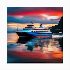 Sunset On A Ferry 7 Canvas Print