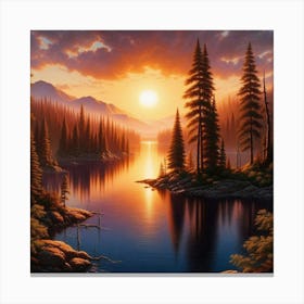 Sunset Over Lake 50 Canvas Print