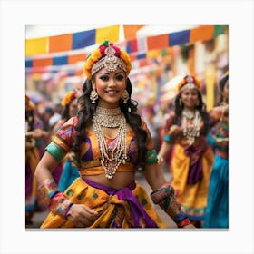 Indian Dancers paintings art print 3 Canvas Print