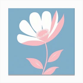 A White And Pink Flower In Minimalist Style Square Composition 649 Canvas Print