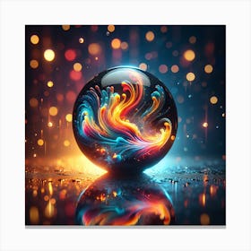Abstract Fractal Image - Sphere with lights behind the scene Canvas Print