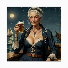 The Captain's Mom Is On Deck Having A Glass Of Ale Canvas Print