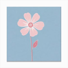 A White And Pink Flower In Minimalist Style Square Composition 619 Canvas Print