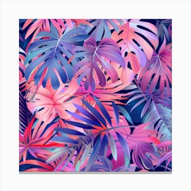 Tropical Leaves Seamless Pattern 20 Canvas Print