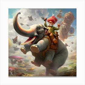 Man Riding An Elephant Canvas Print