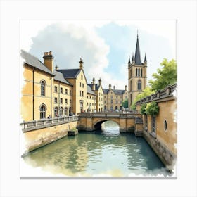 Exploring Historic Bath, Watercolor With Georgian Architecture 1 Canvas Print