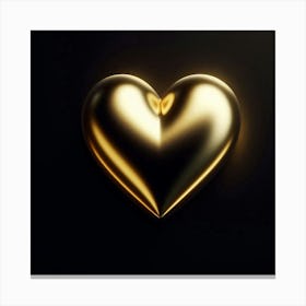 Golden Heart On Black Background Canvas Print