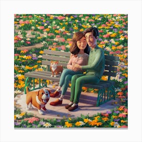 Couple On A Bench Canvas Print