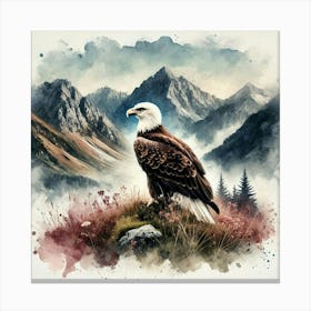 Watercolor Mountains Eagle 1 Leinwandbild