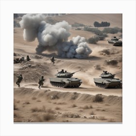 Israeli Tanks In The Desert 10 Canvas Print